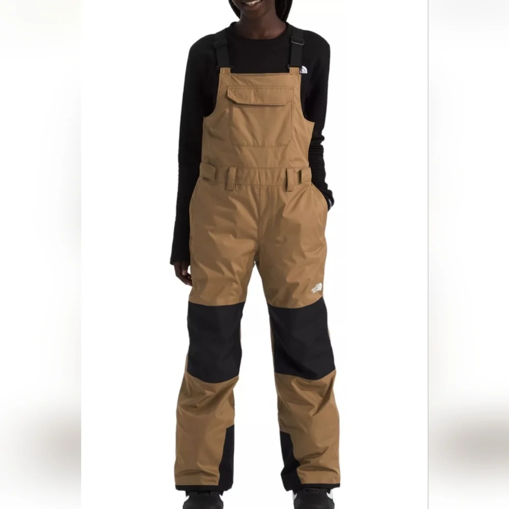 NWT Kids Teen M(10) North Face Brown and Black Snow Bib